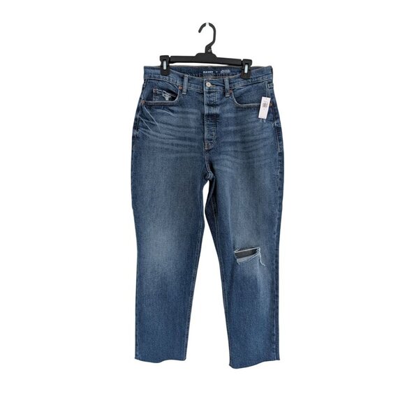 NWT Old Navy Extra High Rise Sky Hi Straight Medium Wash Denim Jeans Size 12 - Picture 1 of 7